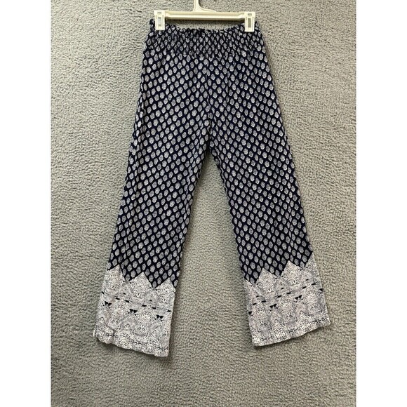 Sim & Sam Pants Womens S Blue Palazzo Boho Wide Leg  Floral Lounge - Picture 8 of 11